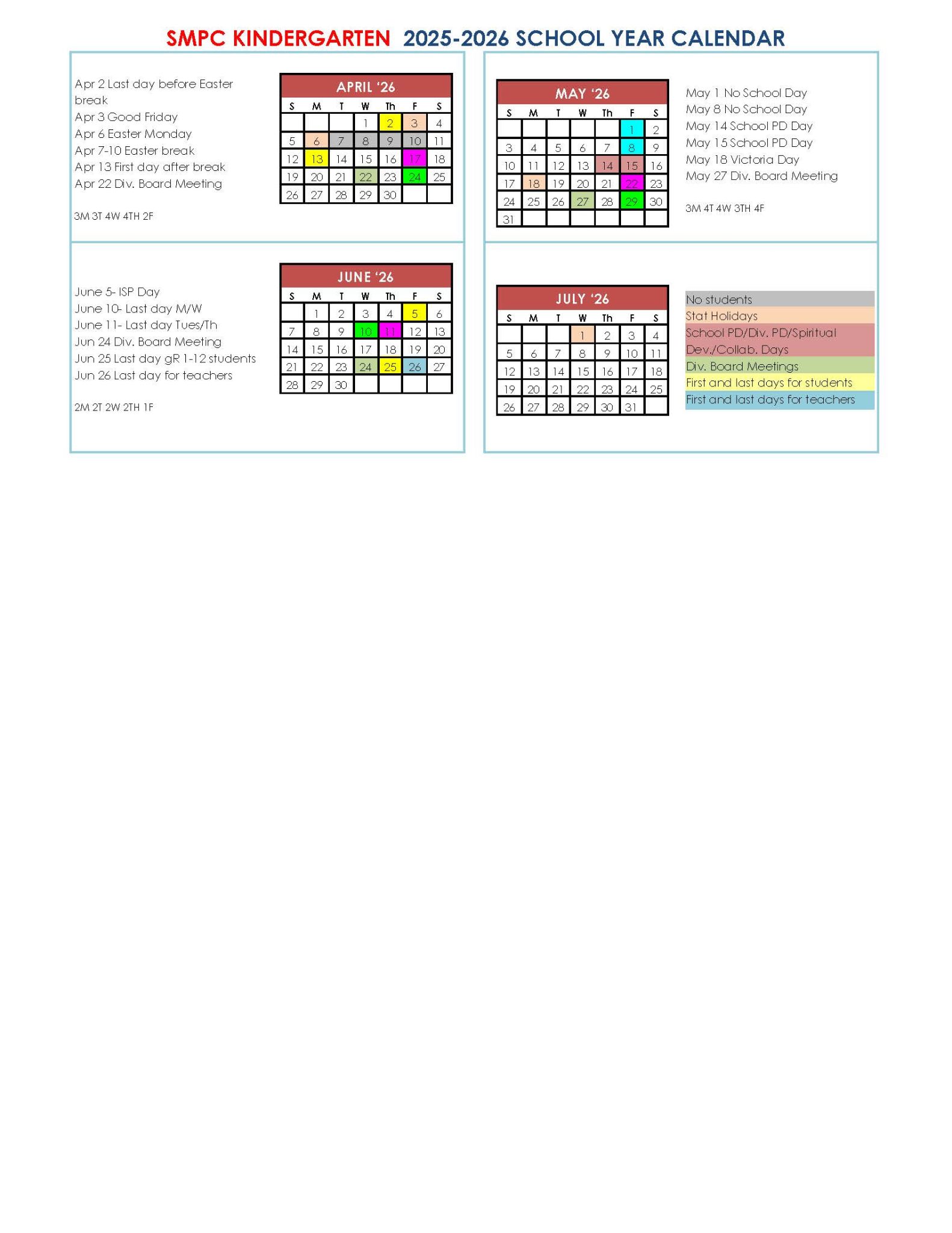 Copy of Kindergarten Calendar 25 26 Page 2