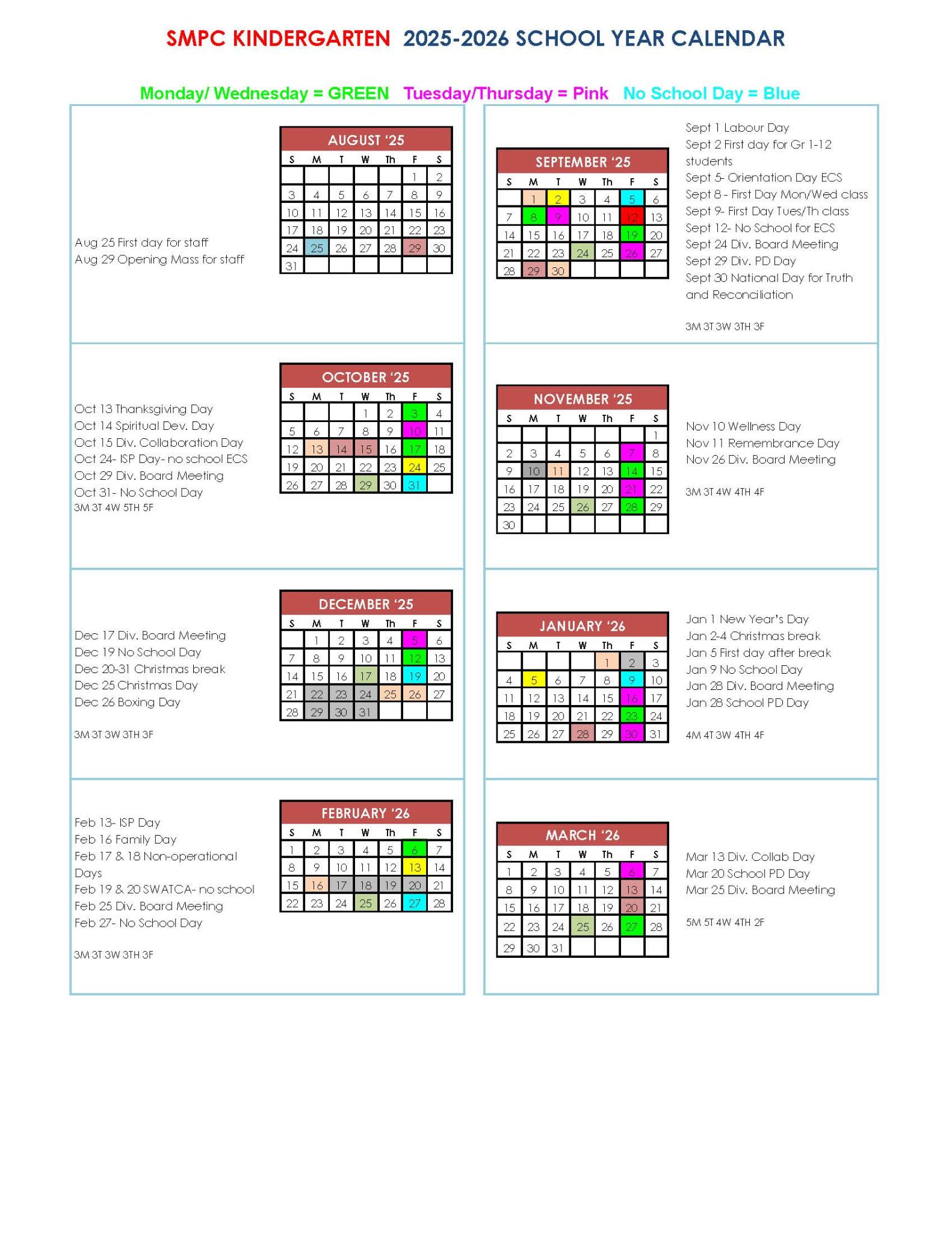 Copy of Kindergarten Calendar 25 26 Page 1